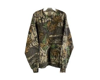 90s Jerzees Outdoors Faded Camo Camouflage Crewneck Sweatshirt XL, Jerzees Outdoors Camouflage Sweatshirt, Mens Faded Crewneck Sweatshirt