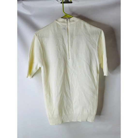 70s Womens Large Button Henley Blouse Shirt White… - image 6