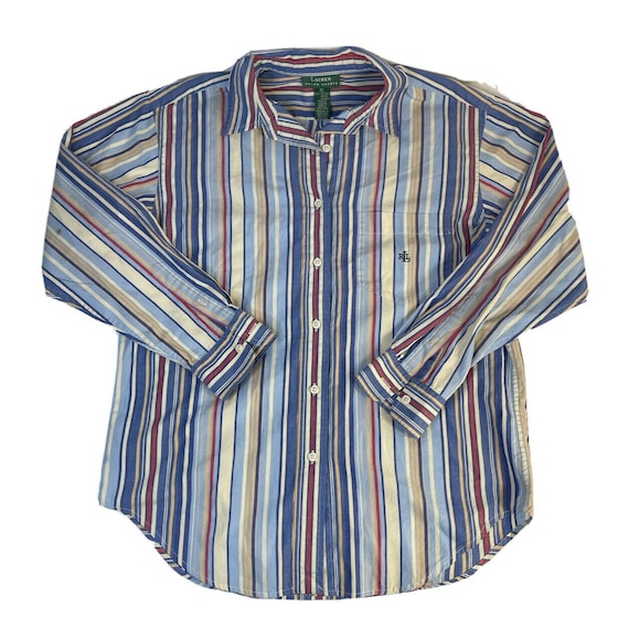 90s Lauren Ralph Lauren Womens 12 Stitched Rainbow Striped Button Shirt Lauren Ralph Lauren Button Shirt Womens Rainbow Shirt 90s Shirt Etsy UK