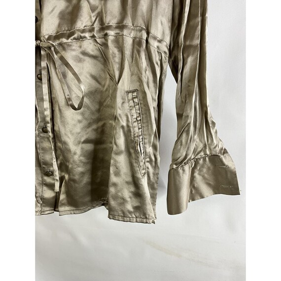 Y2K Banana Republic Womens XS Silk Satin Button Shirt, Banana Republic Womens Button Shirt, Vintage Silk Satin Blouse, Military Shirt View 3