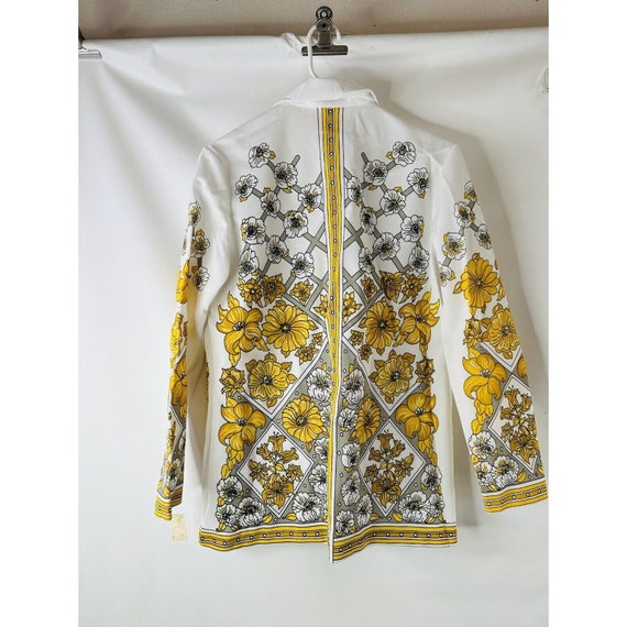 VTG 70s Womens Medium Pointed Loop Collar Floral … - image 9