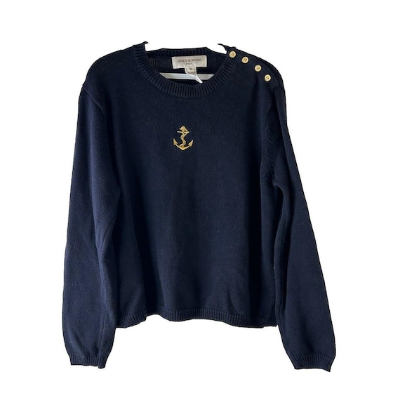 Nautica Chunky Cable Knit Sweater Women Size Small S Navy