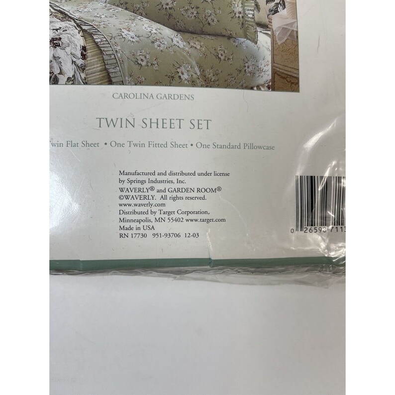 1990s Sheets NOS 1990s Waverly Garden Room Carolina Gardens Twin Sheet Set USA ...
