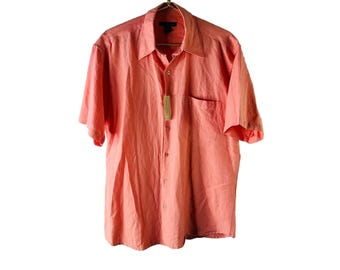NOS Y2K Banana Republic Mens Large Linen Button Front Shirt Pink, Banana Republic Mens Button Shirt, Mens Linen Button Shirt, Mens Shirt