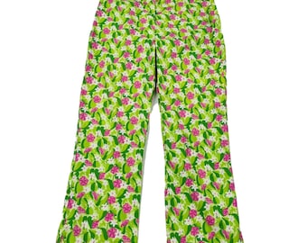 90s Lilly Pulitzer mujeres 2 primavera estampado floral pantalones de tobillo recortados preppy, pantalones vintage Lilly Pulitzer, pantalones con estampado floral para mujer
