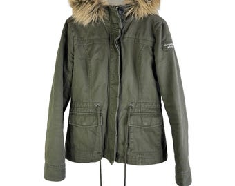 Y2K Abercrombie Fitch Womens Medium Faux Fur Hooded Parka Bella