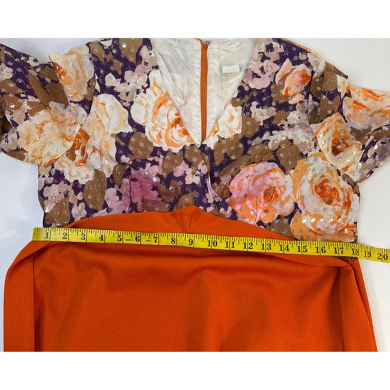 70s Womens Large Country Floral Color Block Hoste… - image 5