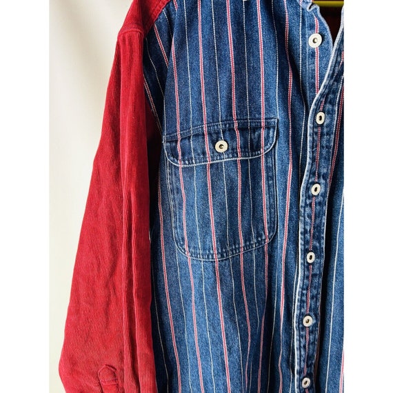 90s Tommy Hilfiger Mens Large Corduroy Denim Butt… - image 6