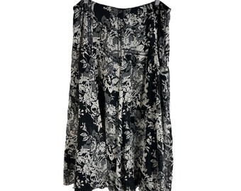 90s Womens 14 Silk Flowy Floral Knee Skirt Whimsigoth Fairy, Womens Silk Floral Skirt, Vintage Fairy Skirt, Floral Skirt