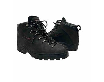 90s Nike ACG Mens 7.5 Womens 5.5 Black Mini Swoosh Hiking Trail Boots Vintage Nike ACG Boots Nike Hiking Boots 90s Mens Leather Boots Etsy