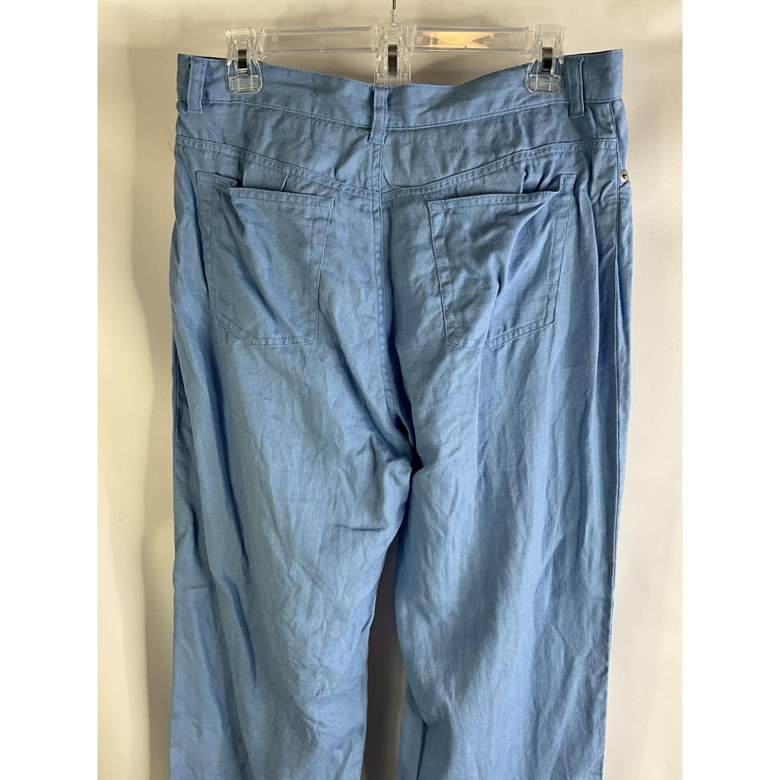 90s Lauren Ralph Lauren Womens 10 Linen Cropped Ankle Pants Blue