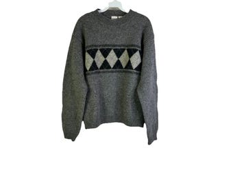 Pull ras du cou en laine Shetland XL pour hommes des années 90 à motifs à motifs circulaires Grunge Cobain, pull en tricot pour homme, pull en laine Shetland vintage, pull grunge