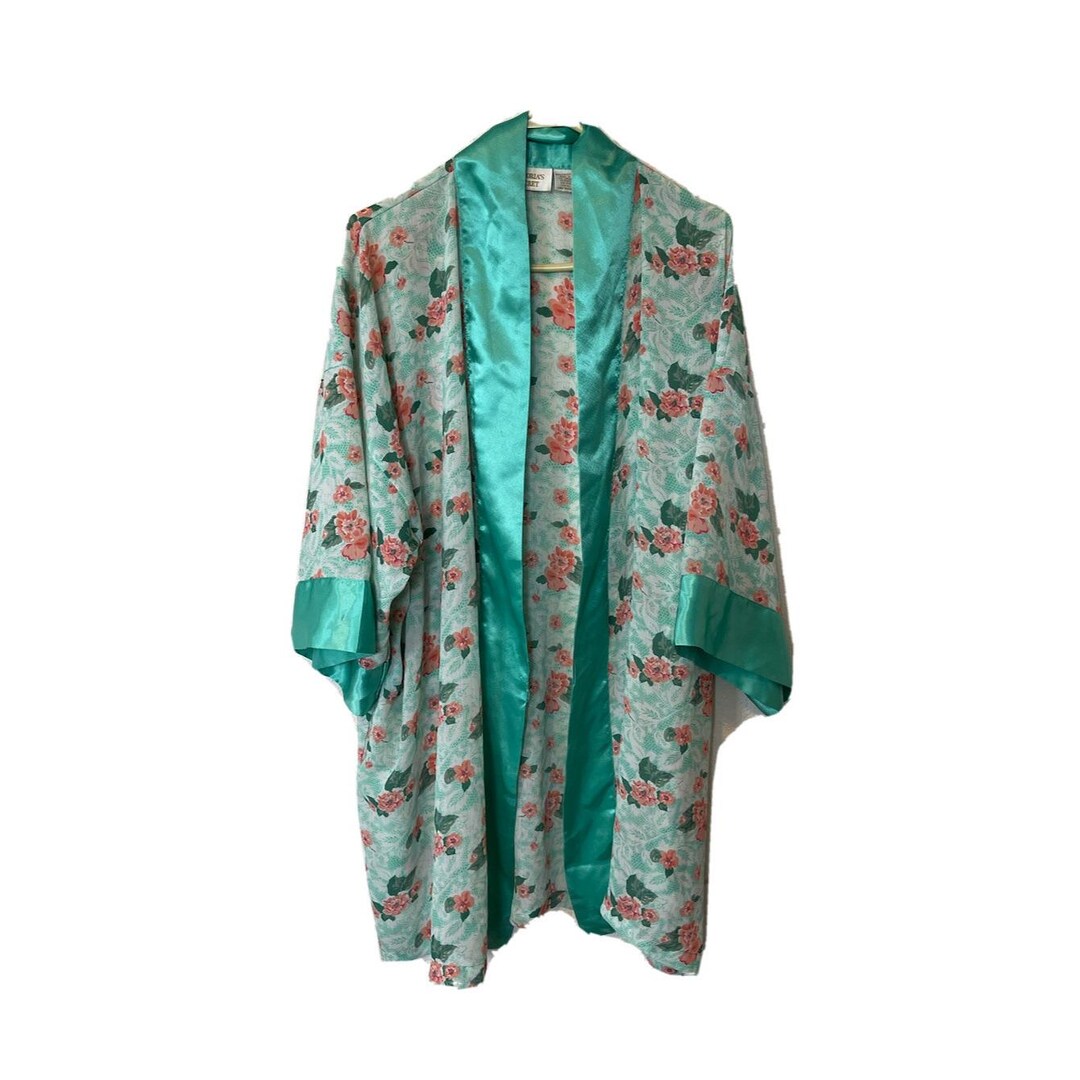90s Victorias Secret Gold Label Robe Lingerie Jacket Floral Satin ...