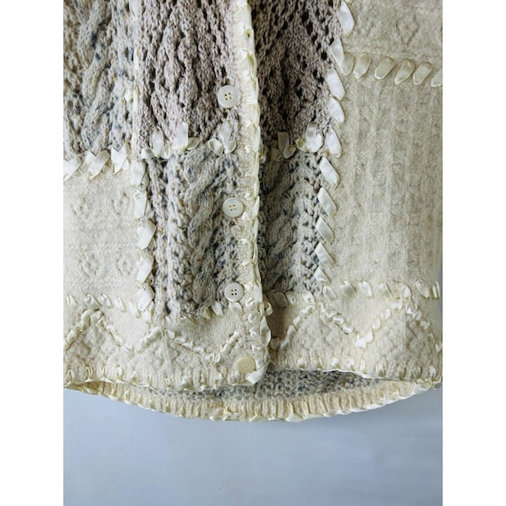 80s Womens Medium Wool Knit Patchwork Cardigan Sw… - image 5