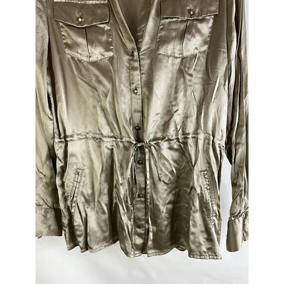 Y2K Banana Republic Womens XS Silk Satin Button Shirt, Banana Republic Womens Button Shirt, Vintage Silk Satin Blouse, Military Shirt View 4