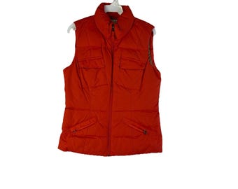 90s Womens Small Goose Down Fill Puffer Vest Jacket Orange, Womens Down Fill Puffer Vest, Vintage Tommy Hilfiger Vest, Goose Down Coat