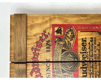 【当時もの】Budweiser レトロキャンバスポーチ 80s Wood Woode Budweiser Casette Tape Box Display Holder Man