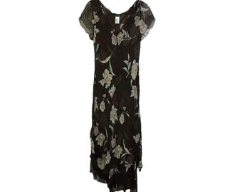 Abito sottoveste in seta floreale Y2K da donna 14, abito sottoveste in seta vintage, abito floreale da donna, abito da fata