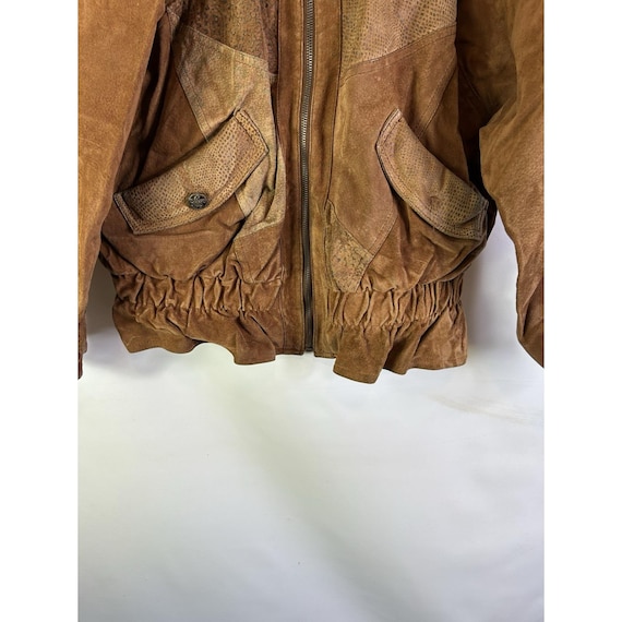 90s Womens Medium Suede Leather Patchwork Dolman … - image 2