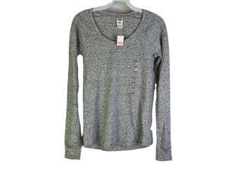 Deadstock Vintage PINK Victorias Secret Waffle Knit Thermal Shirt Womens Small, Womens Thermal Shirt, Vintage PINK Shirt, Grunge Shirt