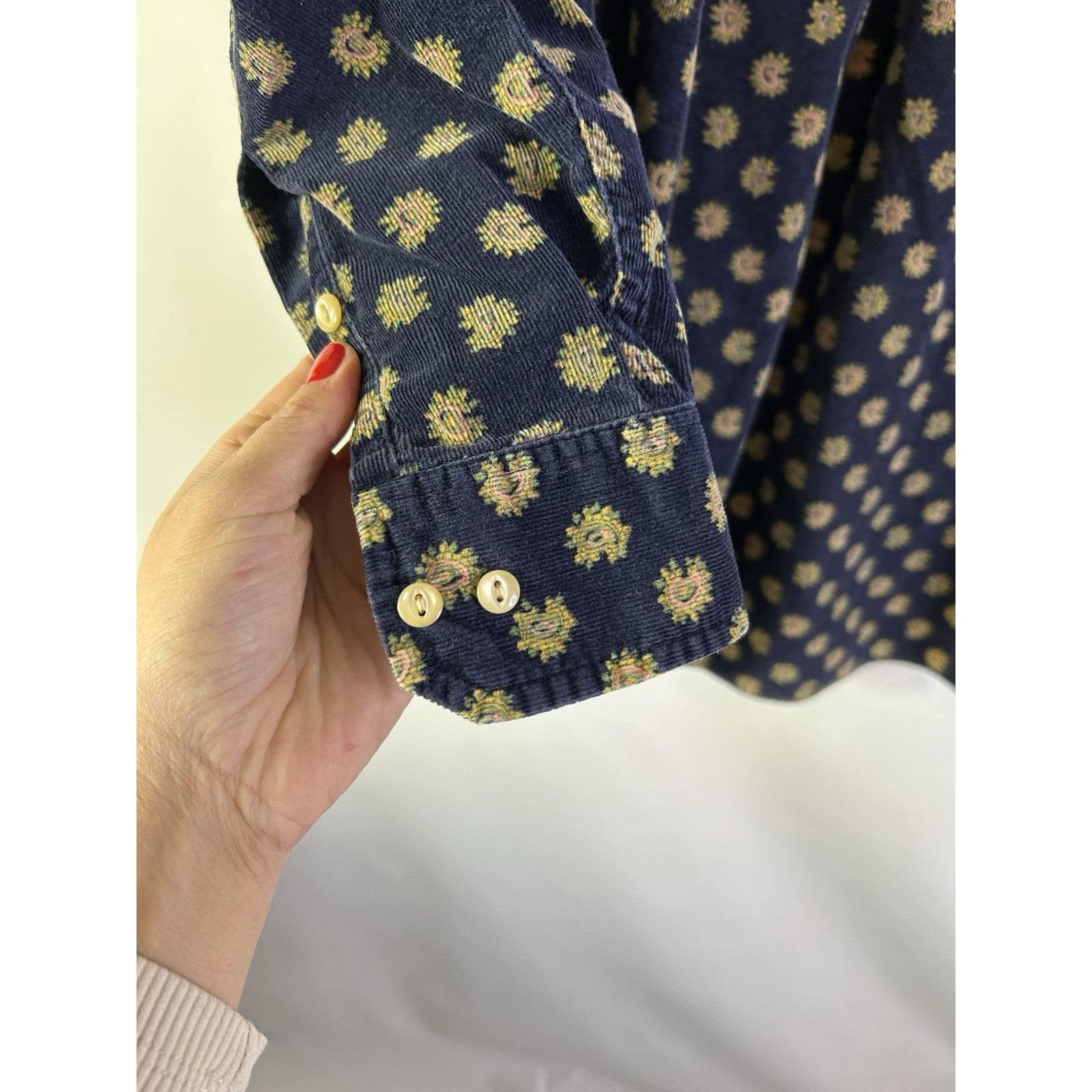 90s Banana Republic Safari Mens XL Paisley Micro Floral Button