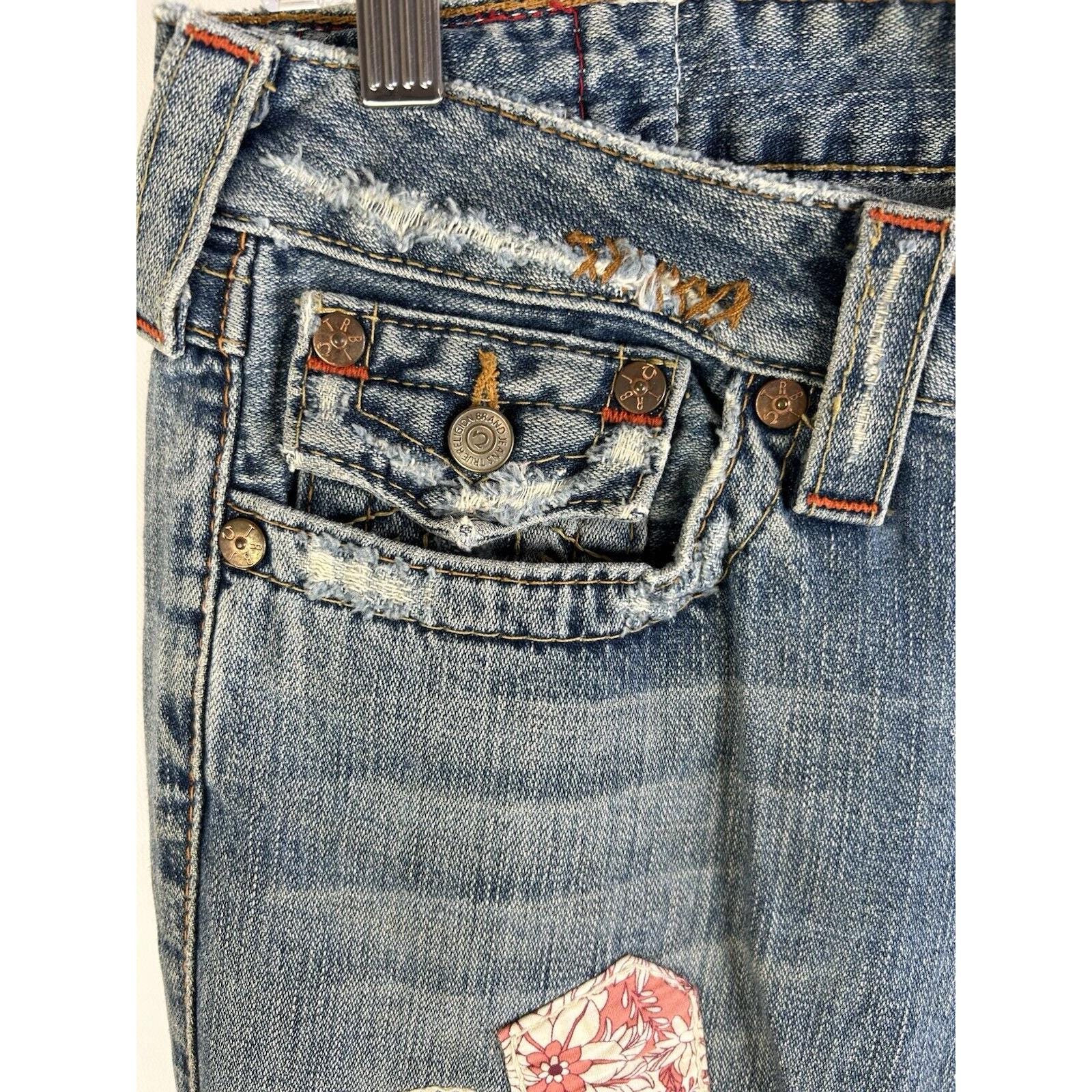 パンツ Y2K True Religion woodstock flare pant Vtg True Religion Woodstock Floral Patchwork Boho Flare