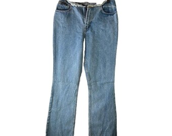 NOS Y2K Dam 7/8 Baggy Raw Hem Medelhöga Blå Jeans Grunge Skater, Damjeans med Raw Hem, Vintage Baggy Jeans, Y2K Damjeans