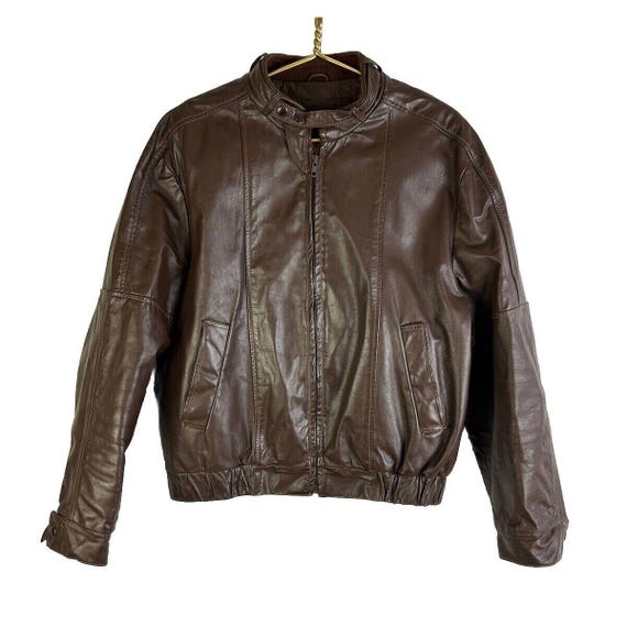 80s Angel Skin Nappa Leather Grais Bomber Jacket Pile Lined