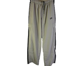 Vintage Nike Track Pants Mens XL Gray Cargo Wide Leg Baggy Y2K