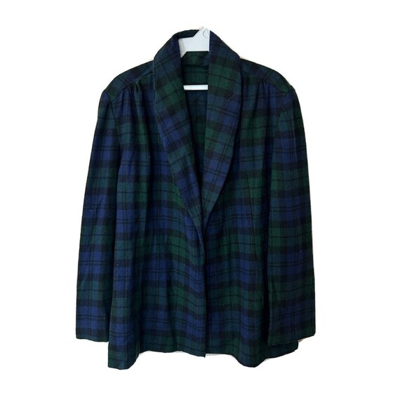 50s Womens Medium Wool Tartan Plaid Open Oversized