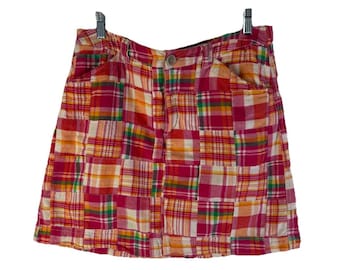 Jaren 90 Rainbow India Madras geruite minirok skort preppy dames 12, dames madras geruite rok, vintage preppy rok, rok jaren 90