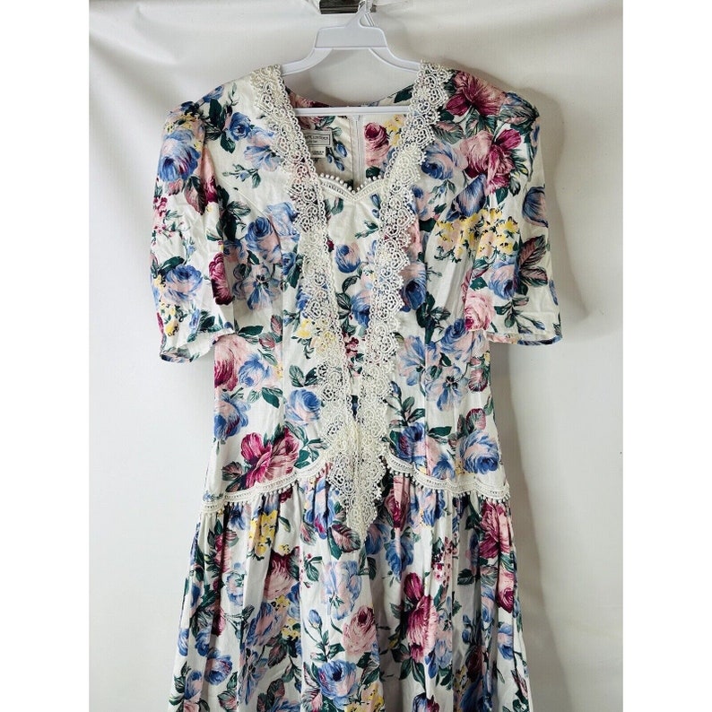 80s Jessica Mcclintock Gunne Sax Garden Party Floral Puff Sleeve Dress ...