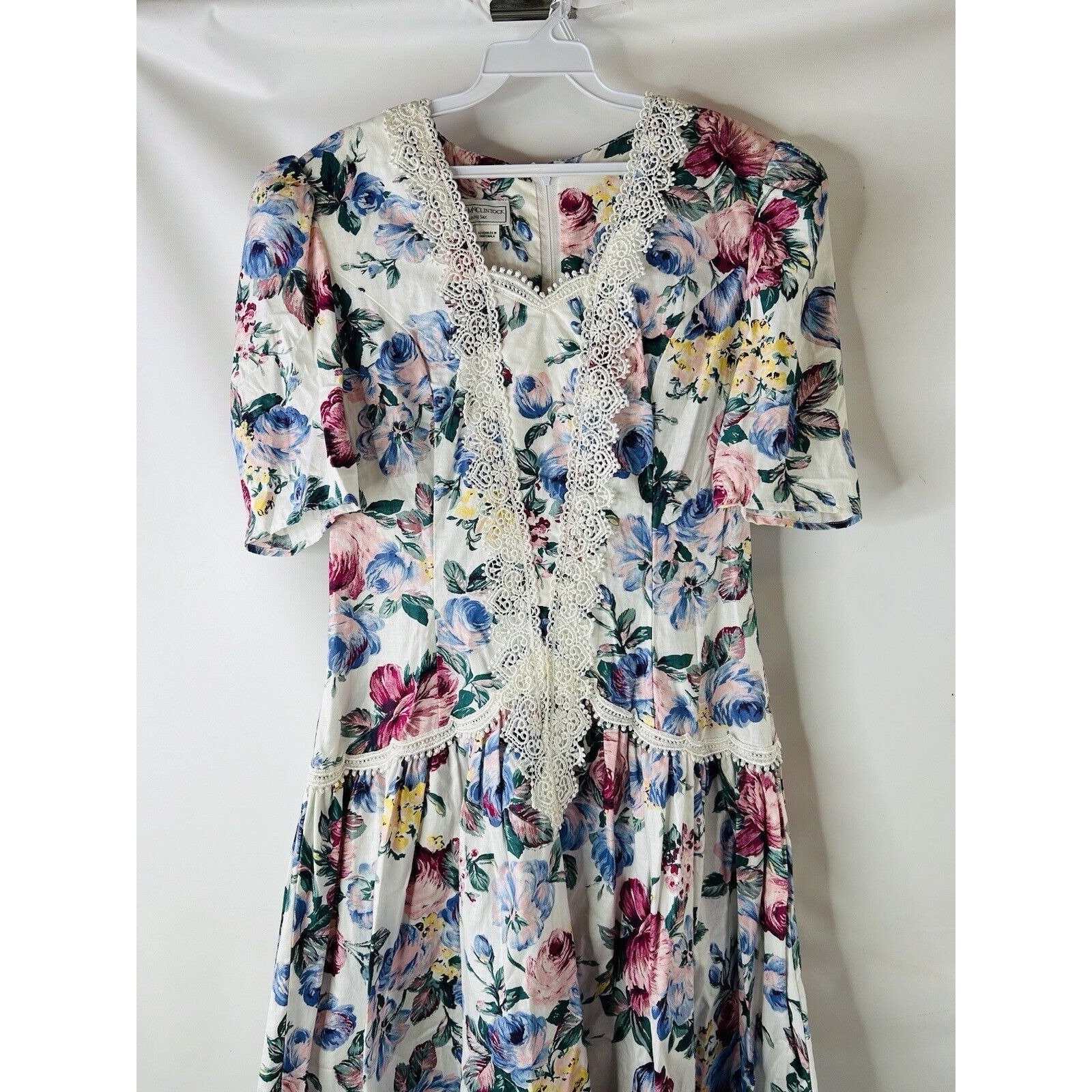 80s Jessica Mcclintock Gunne Sax Garden Party Floral Puff Sleeve Dress ...