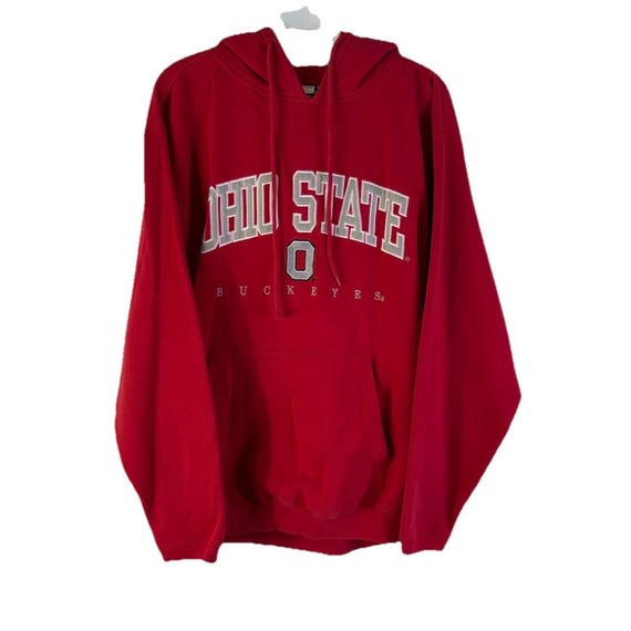 90s Ohio State Buckeyes Stitched Faded Hooded Sweatshirt Hoodie Medium, Ohio State Buckeyes Sweatshirt, Vintage Ohio State Faded Hoodie