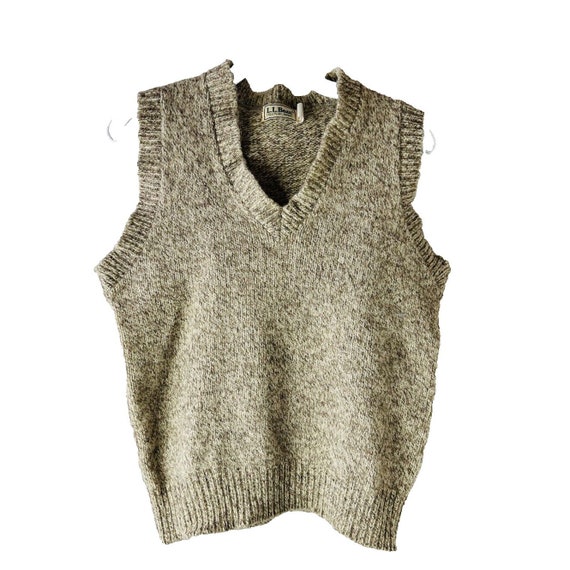 80s L.L. Bean Mens Small Wool V Neck Sweater Vest 