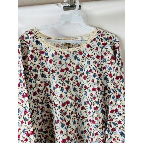 Y2K Womens XL Country Floral Print Thermal Long Sleeve T Shirt