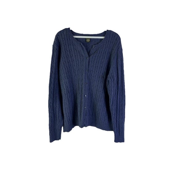 90s Eddie Bauer Womens 2XL Cotton Cable Knit Lightweight Cardigan