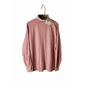 NOS 80er Jahre Damen XL Karierte Rollkragen Bluse Shirt Grunge Streetwear, Damen Rollkragen Shirt, Karierte Bluse Vintage, 90er Jahre T Shirt
