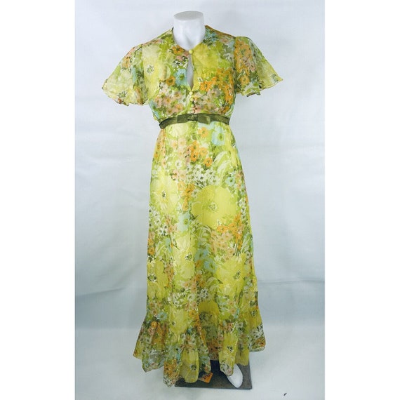 50s Garden Party Country Floral Peasant Hostess D… - image 6