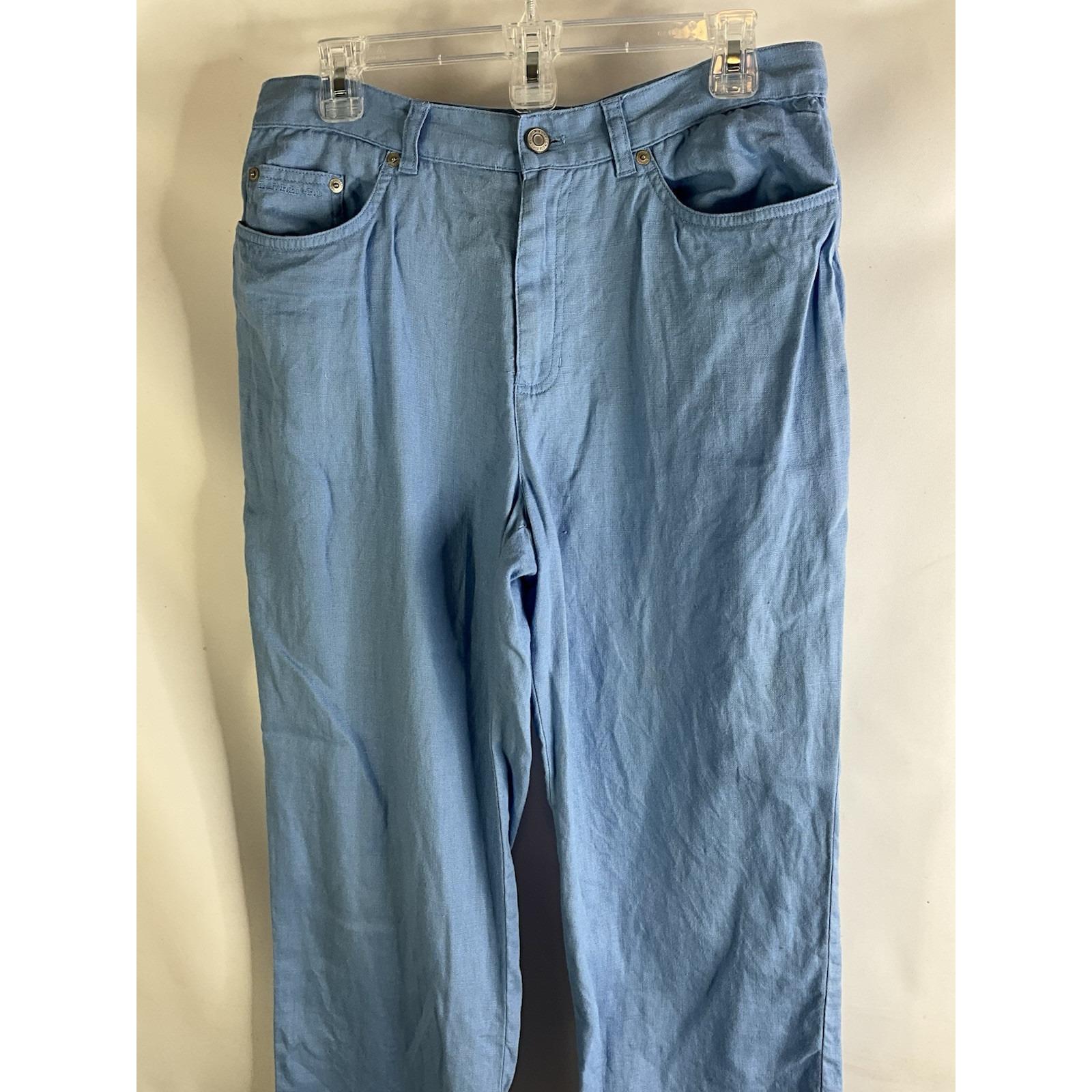 90s Lauren Ralph Lauren Womens 10 Linen Cropped Ankle Pants Blue