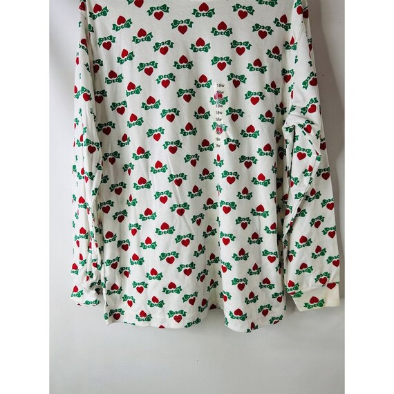 NOS 90s Womens 2XL Hearts Bows All Over Print Tur… - image 4