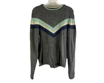 Y2K Womens Medium Wool Knit Color Block Crewneck Sweater Grunge, Womens Knit Sweater, Vintage American Eagle Sweater, Grunge Sweater