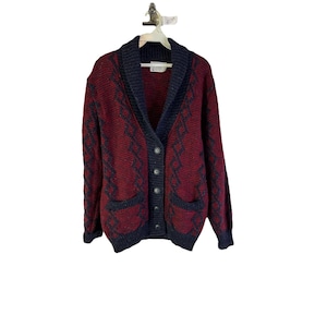 70s Pendleton Womens Small Virgin Wool Shawl Collar Diamond Cardigan Sweater, Pendleton Womens Cardigan Sweater, Virgin Wool Sweater