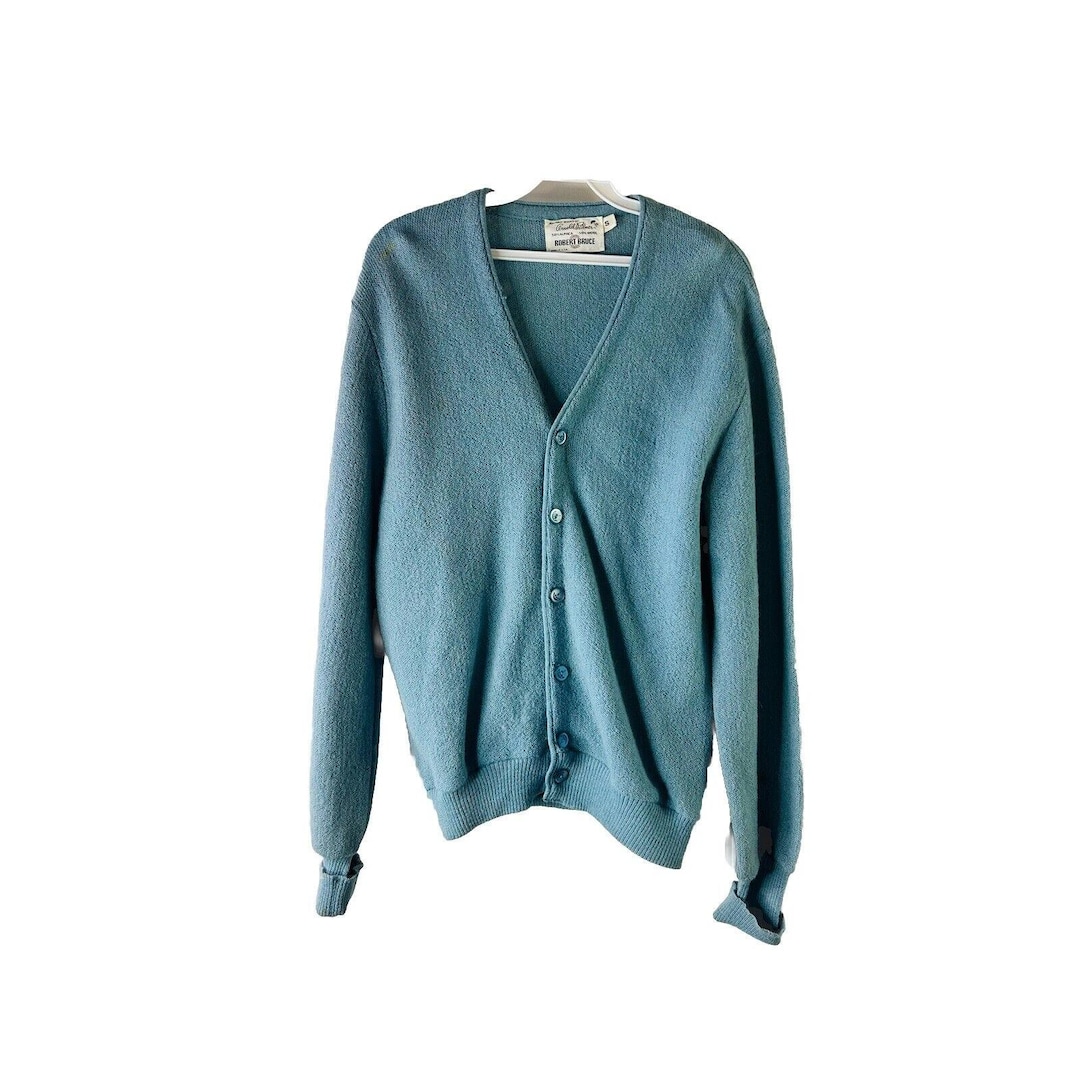 60’s wool alpaca cardigan 60s Mens Small Alpaca Wool Knit Cardigan Sweater USA Dad