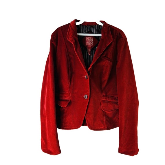 Y2K Lucky Brand Womens Large Velour Two Button Blazer Jacket Red, Y2K Lucky  Brand Jacket, Womens Velour Blazer, Y2K Womens Jacket 