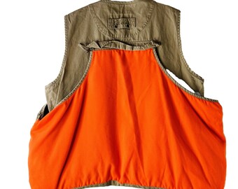 Cabela’s Women Shooting Hunting Fishing Vest Blaze Orange Beige Canvas Large