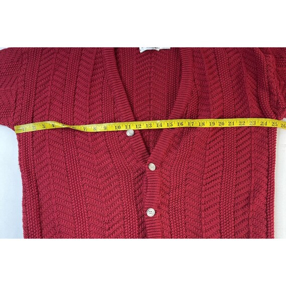 VTG 80s Mens XL Cotton Cable Knit Dad Cardigan Sw… - image 4