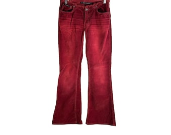 Y2K DKNY Womens 3 / 4 Micro Corduroy Faded Mid Rise Flare Pants Grunge, DKNY Womens Pants, Vintage Corduroy Flare Pants, Y2K Womens Pants