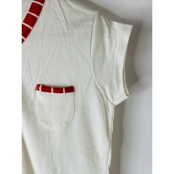 70s Womens Medium Color Block Pocket Henley T Shi… - image 2