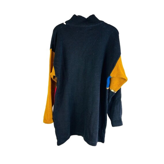 80s Womens Medium Patchwork Color Block Knit Bagg… - image 5